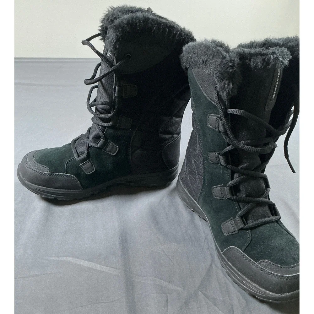 Columbia Ice Maiden II Black Waterproof Winter Boots Faux Fur Womens 6.5